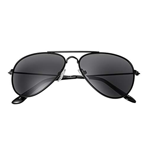 Ultra Black Frame Black Lenses Childrens Kids Pilot Style Sunglasses ...